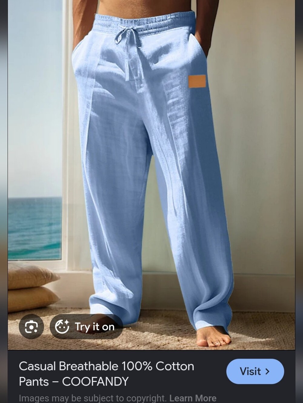 NWT.Light Blue Cotton Drawstring Lounge Pants